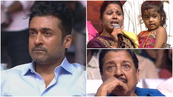 Suriya got emotinal in Agaram Foundation Event as woman shares her story Suriya got emotinal in Agaram Foundation Event as woman shares her story