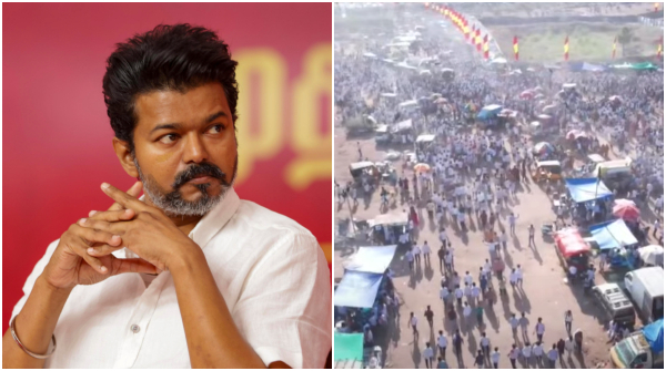 TVK Maanadu in Madurai Many TVK members started to leave after Vijay Ramp walk due to heat TVK Maanadu in Madurai Many TVK members started to leave after Vijay Ramp walk due to heat