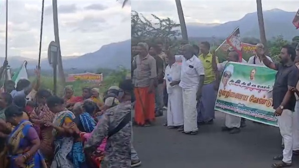 Edappadi Palaniswami Campaign Vehicle Surrounded Edappadi Palaniswami Campaign Vehicle Surrounded