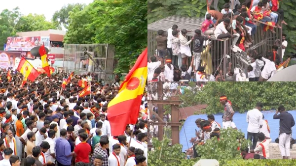 TVK Leader Vijay Election Campaign in Trichy Draws Frenzied Crowd Supporters Defy Safety Restrictions TVK Leader Vijay Election Campaign in Trichy Draws Frenzied Crowd Supporters Defy Safety Restrictions