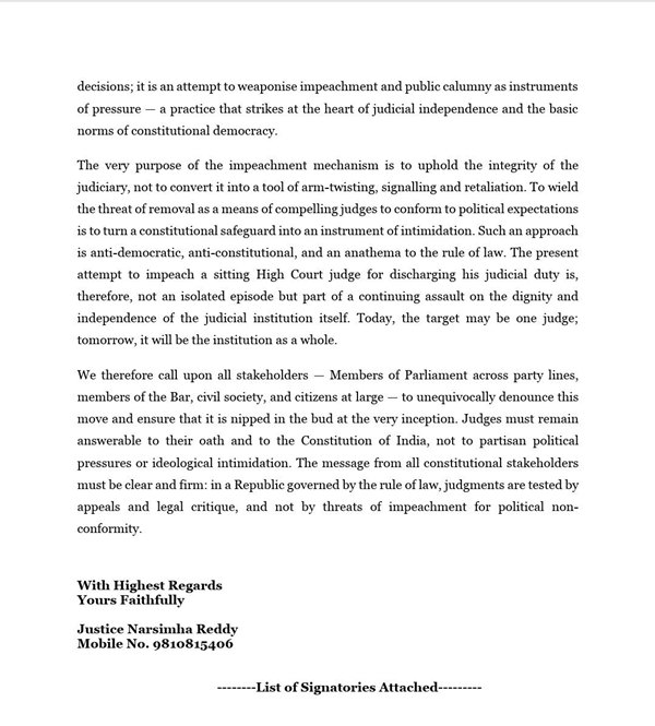 56 retired judges join in statement in support of Madras HC Justice GR Swaminathan 56 retired judges join in statement in support of Madras HC Justice GR Swaminathan