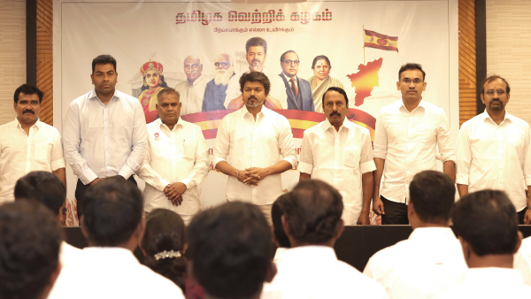 TVK Begins Alliance Strategy Vijay Chairs Key Meeting at Panaiyur Office TVK Begins Alliance Strategy Vijay Chairs Key Meeting at Panaiyur Office