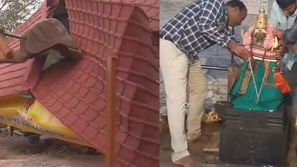 A temple located on government land in Avinashi Tiruppur district was demolished and removed A temple located on government land in Avinashi Tiruppur district was demolished and removed