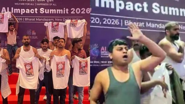 Congress protest in AI summit Congress protest in AI summit