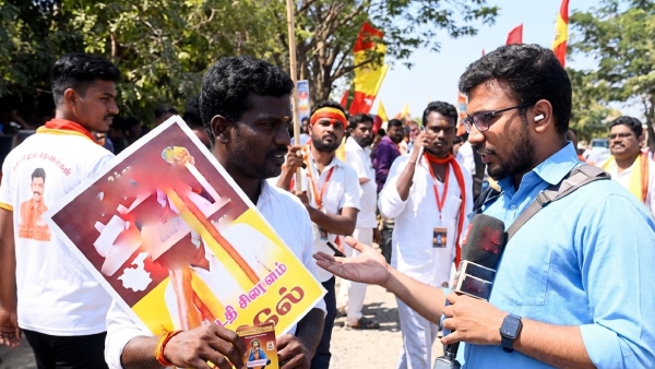 TVK Volunteer Walks Away Mid-Interaction with Reporter TVK Volunteer Walks Away Mid-Interaction with Reporter