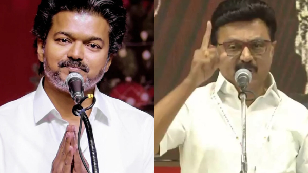 Stalin Downplays TVK Says Real Fight Is Tamil Nadu vs NDA Stalin Downplays TVK Says Real Fight Is Tamil Nadu vs NDA