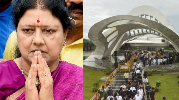 Sasikala Pays Tribute at Marina Memorials Sasikala Pays Tribute at Marina Memorials