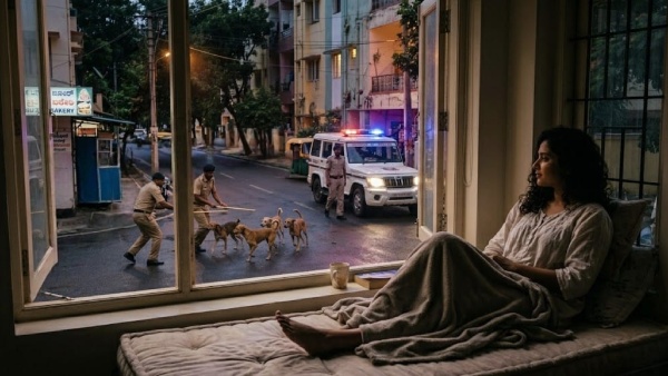 bengaluru-police-go-to-chase-away-stray-dogs-after-woman-lost-sleep-and-complaint-about-street-dogs bengaluru-police-go-to-chase-away-stray-dogs-after-woman-lost-sleep-and-complaint-about-street-dogs