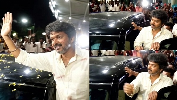 Vijay traditional silk dhoti and shirt to Offer Prayers at Tiruchendur Murugan Temple Receives Grand Welcome in Madurai