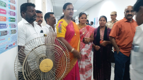 After Voting Premalatha Responds to Voters Request Provides Fans at Booth