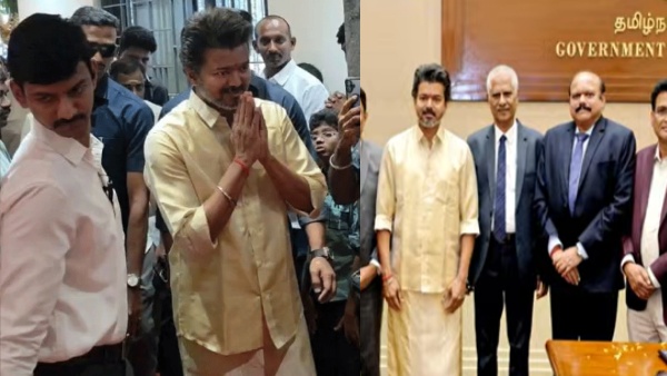 Vijay Appears in Traditional Silk Veshti for First Time After Taking Office Vijay Appears in Traditional Silk Veshti for First Time After Taking Office