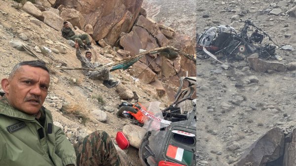 three-indian-army-officers-takes-selfie-after-a-narrow-escape-from-their-cheetah-helicopter-rash-in three-indian-army-officers-takes-selfie-after-a-narrow-escape-from-their-cheetah-helicopter-rash-in