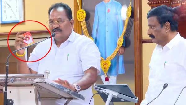 Controversy in Puducherry Assembly as TVK MLA Hails Vijay as God Controversy in Puducherry Assembly as TVK MLA Hails Vijay as God