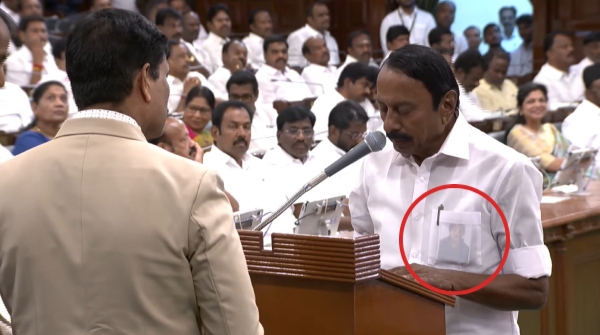 17th TN Assembly KA Sengottaiyan Swears In as MLA with Jayalalithaa s Photo in Pocket 17th TN Assembly KA Sengottaiyan Swears In as MLA with Jayalalithaa s Photo in Pocket