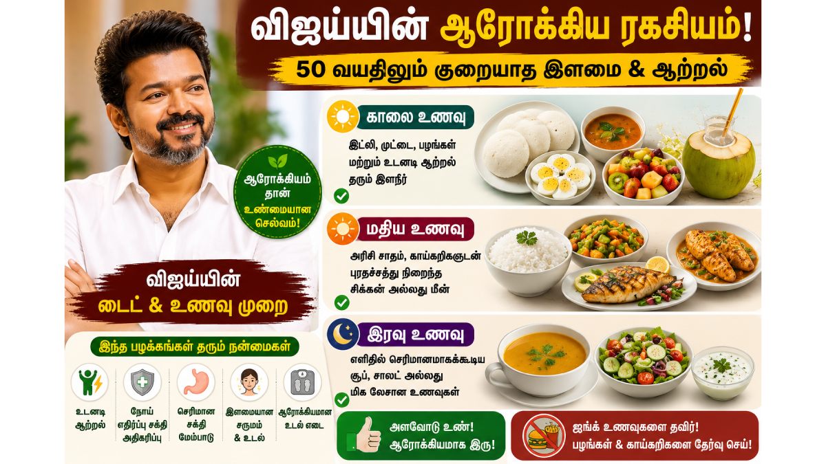 முதல்வர் விஜய் 50 வயதிலும் ஃபிட்டாக ஸ்மார்ட்டாக இருப்பது எப்படி? உணவுமுறையின் ரகசியம் இதுதான்!