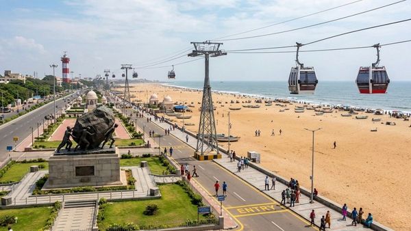 Aerial concept view of Chennai Marina Beach rope car project