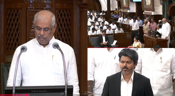 TN Assembly Governor Arlekar Mispronounces TVK Ideological Leaders Names Apologizes Instantly During Address TN Assembly Governor Arlekar Mispronounces TVK Ideological Leaders Names Apologizes Instantly During Address