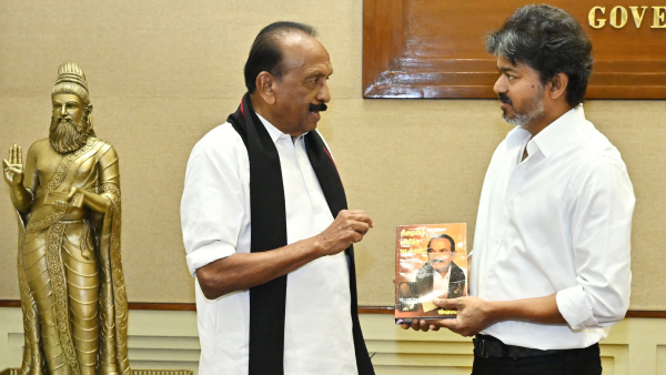 Vaiko Meets CM Vijay at Secretariat Praises TVK Government s Performance
