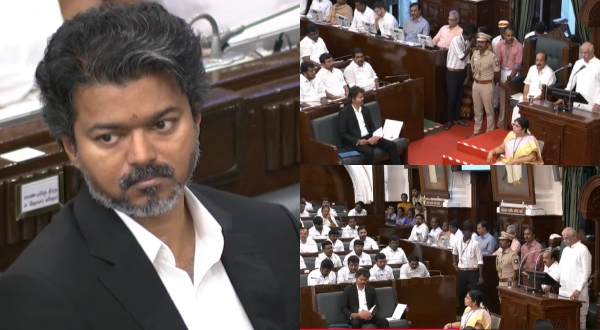 Sudden Blackout in Assembly Why the Live Telecast Was Stopped Right After Vijay Speech Sudden Blackout in Assembly Why the Live Telecast Was Stopped Right After Vijay Speech