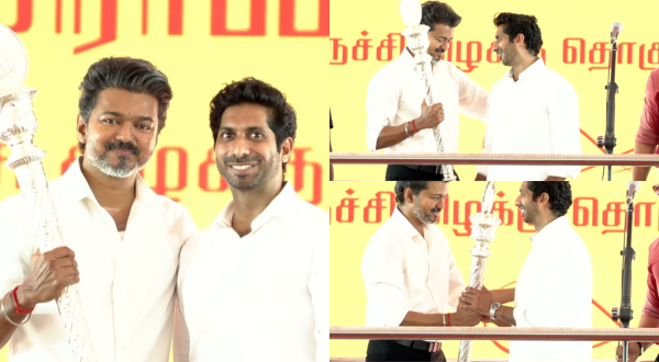 Trichy East By-Election CM Vijay Names Son of the Soil as TVK Candidate Siranjeevi Steals the Show