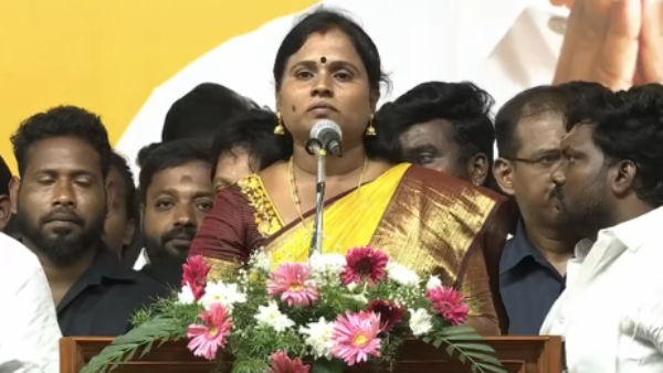 Former AIADMK MLA Maragatham Kumaravel Mistakenly Mentions EPS Instead of CM Vijay Former AIADMK MLA Maragatham Kumaravel Mistakenly Mentions EPS Instead of CM Vijay