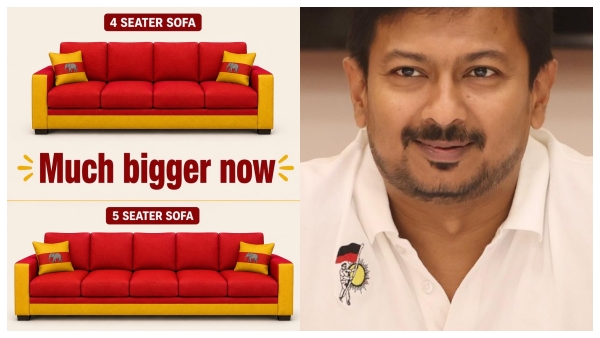 Udhayanidhi Mocks Sofa Model Vijay Govt As Ex-AIADMK Vijayabaskar Makes It A 5-Seater Udhayanidhi Mocks Sofa Model Vijay Govt As Ex-AIADMK Vijayabaskar Makes It A 5-Seater