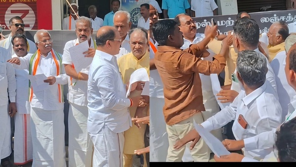 two-congress-functionaries-clash-infront-of-thirunelveli-mp-robert-bruce-at-kamarajs-birthday-oath two-congress-functionaries-clash-infront-of-thirunelveli-mp-robert-bruce-at-kamarajs-birthday-oath