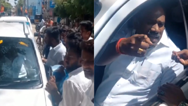 TVK MLA Thangapandian Surrounded by Party Cadres Amid Protest Over Appointments in Madurai TVK MLA Thangapandian Surrounded by Party Cadres Amid Protest Over Appointments in Madurai