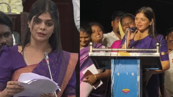 TVK MLA Kanimozhi Greets Cadres and says Manmatha vanakkam before starting her speech TVK MLA Kanimozhi Greets Cadres and says Manmatha vanakkam before starting her speech
