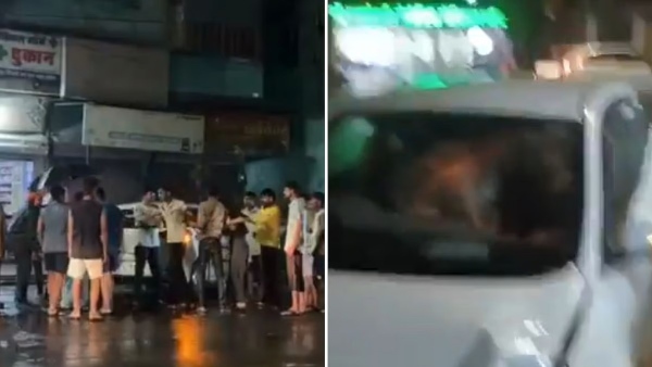 Chhattisgarh Couple kissing inside the car after accident locals thrash them Chhattisgarh Couple kissing inside the car after accident locals thrash them