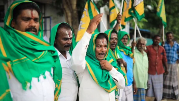 Farmers Wearing Towels Stage Protest Over Disappointing Tamil Nadu Agriculture Budget Farmers Wearing Towels Stage Protest Over Disappointing Tamil Nadu Agriculture Budget