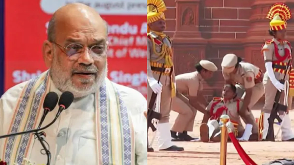 Amit Shah Event in Puducherry 15 Police Personnel Faint Due to Heat Amit Shah Event in Puducherry 15 Police Personnel Faint Due to Heat