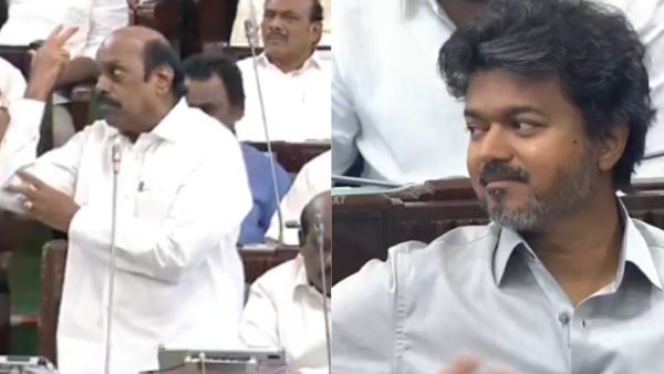 EV Velu s gesture to CM Vijay during Assembly sparks attention EV Velu s gesture to CM Vijay during Assembly sparks attention