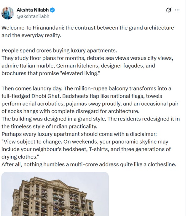 Welcome To Chennai Hiranandani the contrast between the grand architecture and the everyday reality