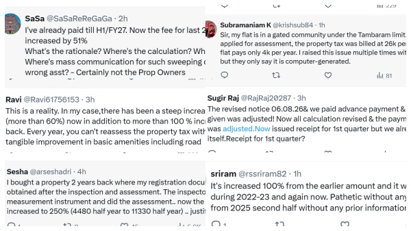 Property tax has increased in Chennai residents have posted evidence on the Corporation s page