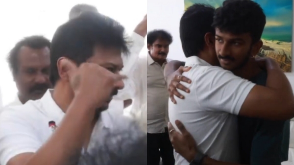 Udhayanidhi Stalin hugs Inbanidhi Udhayanidhi Stalin hugs Inbanidhi