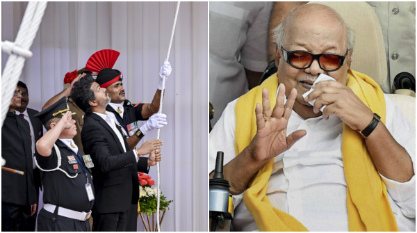 Vijay Hoists National Flag CM Flag hoisting Right Karunanidhi Vijay Hoists National Flag CM Flag hoisting Right Karunanidhi
