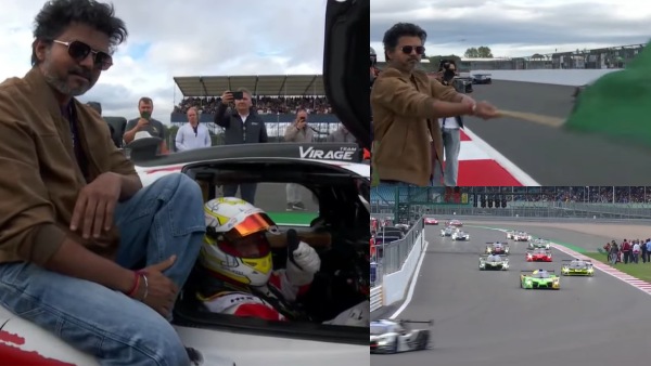TN CM Vijay posed while seated in Ajith s race car inaugurates silverstone Circuit race in London