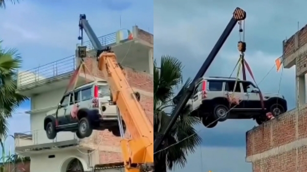 Bihar Scorpio News Scorpio Viral Video Crane Car Parking