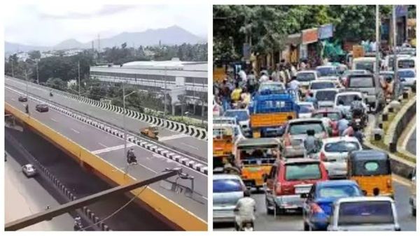 Ongoing road construction work beneath Coimbatore Saibaba Colony flyover