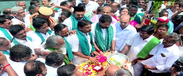 Water released from Kallanai Water released from Kallanai