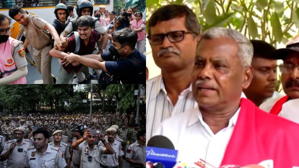 Delhi protest Forcible arrest high handedness CPM Shanmugam slams Delhi Police