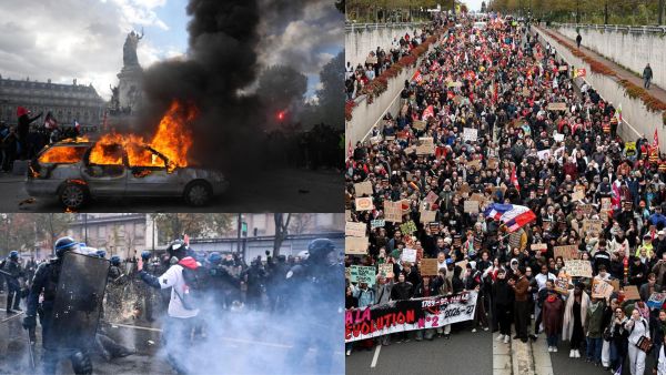 France clashes between protesters and police Tear gas used