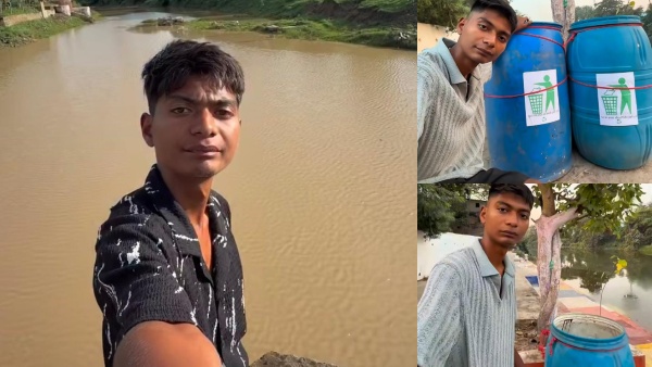 one-dustbin-stolen-after-bittu-tabahi-places-near-his-cleaning-ajnar-river one-dustbin-stolen-after-bittu-tabahi-places-near-his-cleaning-ajnar-river