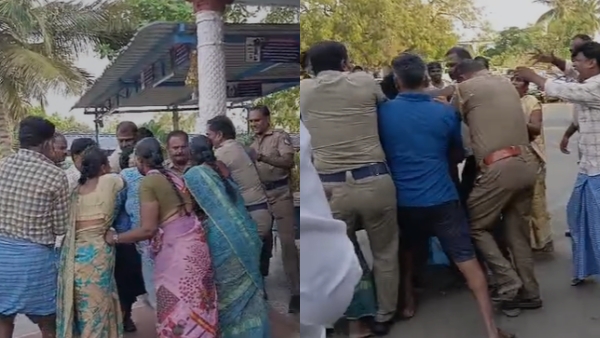 Wife s family attacks the husband at Karumathampatti police station due to post video in insta