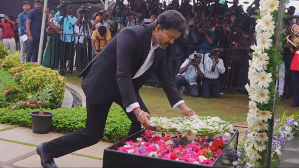 Tamil Nadu CM Joseph Vijay Pays Tribute at Police Memorial in Chennai