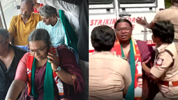 NTK Dharapuram Candidate Karthika Forcibly Arrested During Vijay s Roadshow