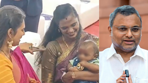 Karti Chidambaram Criticises TVK MLA Pallavi for Bringing Infant to Public Events Karti Chidambaram Criticises TVK MLA Pallavi for Bringing Infant to Public Events