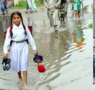 Students in rains