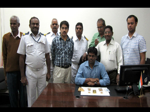 Customs officials recover from a passenger at shamshabad airport Customs officials recover from a passenger at shamshabad airport